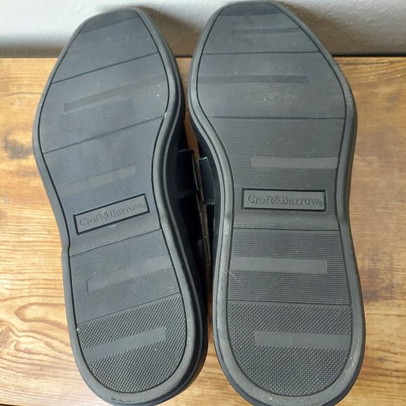 Men's Black Dress Shoes 8 M Croft & Barrow Slip On Oxfords Leather Square Toe - Picture 6 of 10